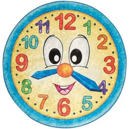 Pyöreä lastenhuoneen matto Linento Kello, Ø200cm, keltainen