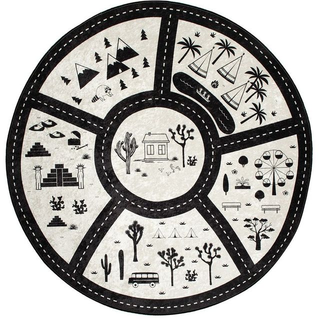 Pyöreä matto Linento Black City Ø140cm mustavalkoinen