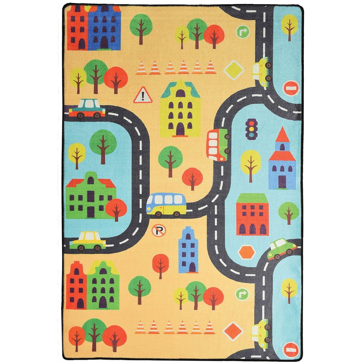 Liikennematto Linento Road, 100x160cm, keltainen