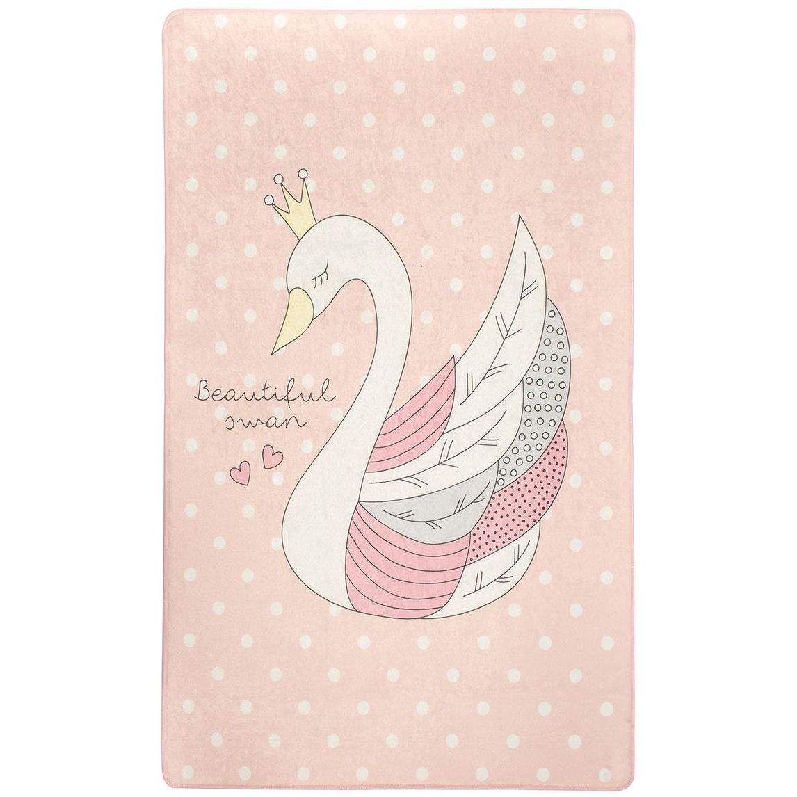 Lastenhuoneen matto Linento Swan, 140x190cm, vaaleanpunainen