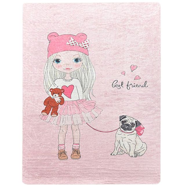 Lastenhuoneen matto Linento Best Friend vaaleanpunainen, eri kokoja