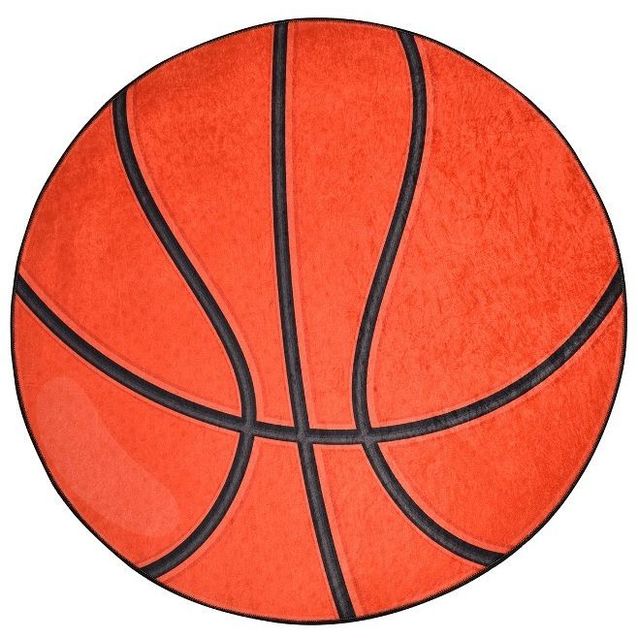 Pyöreä lastenhuoneen matto Linento Basketball, oranssi, eri kokoja