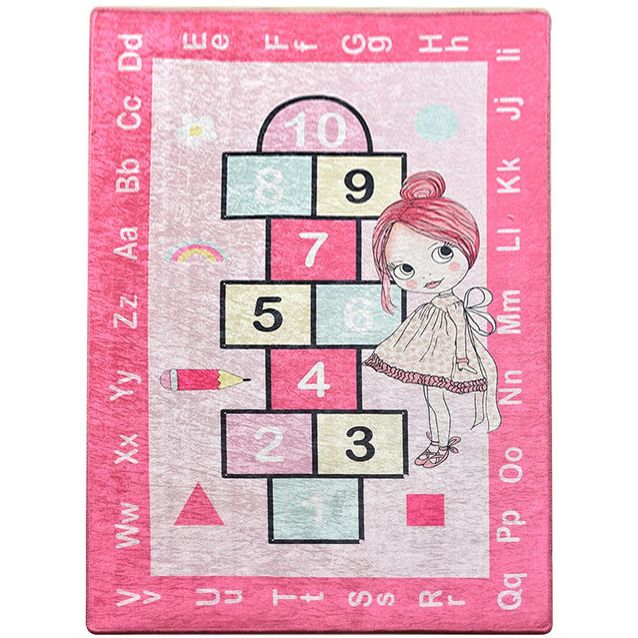 Lastenhuoneen matto Linento Prinsessaruudut, vaaleanpunainen, eri kokoja