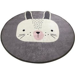 Pyöreä lastenhuoneen matto Linento Bunny, Ø100cm, harmaa