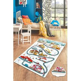 Liikennematto Linento City of Snow, 120x180cm, valkoinen