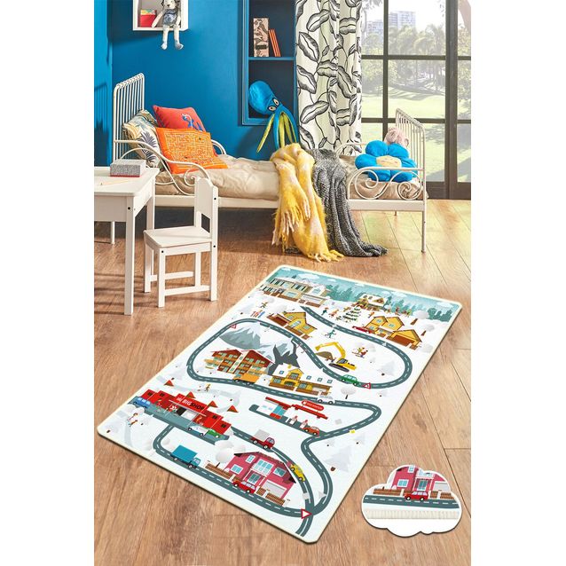 Liikennematto Linento City of Snow, 120x180cm, valkoinen