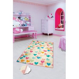 Lastenhuoneen matto Linento Hearts, 80x200cm, monivärinen