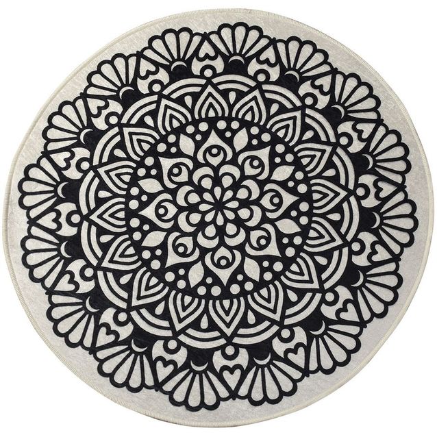 Pyöreä matto Linento Kozzy, Ø100cm, mustavalkoinen