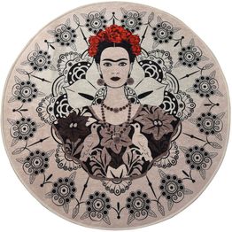 Pyöreä matto Linento Frida Round, beige/musta, eri kokoja