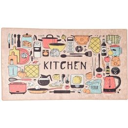 Keittiön matto Linento Happy Lunch 80x200cm vaaleanpunainen