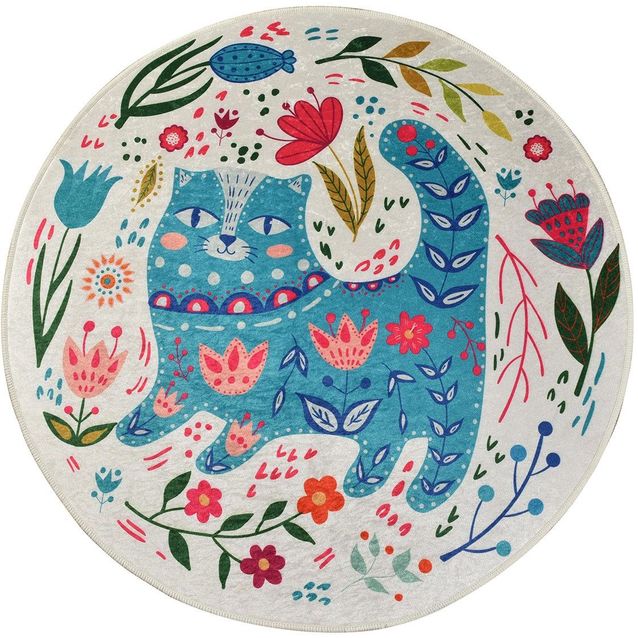 Pyöreä matto Linento Blue Cats sininen, eri kokoja