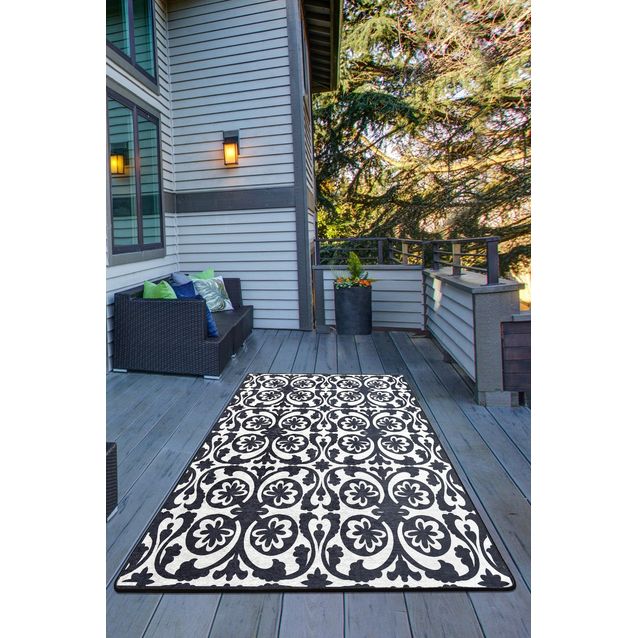 Parvekematto Linento Enzo Balkon, 80x300cm, musta/valkoinen