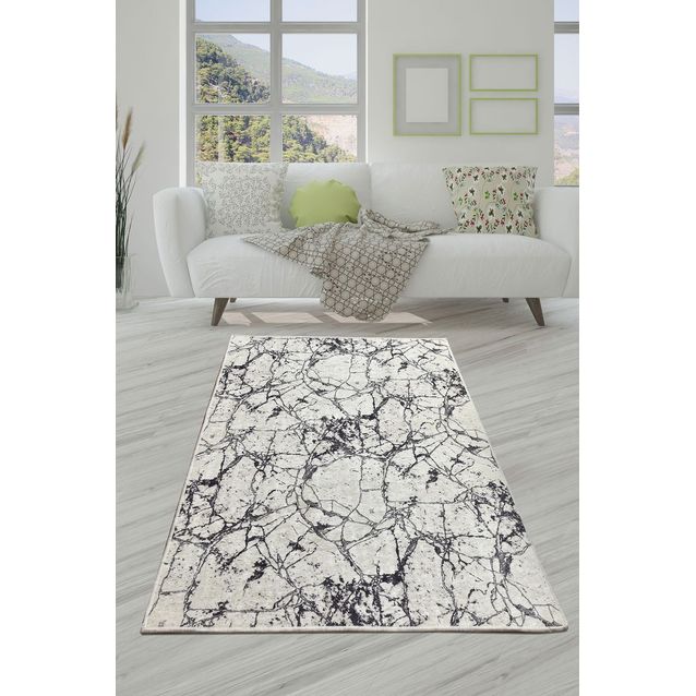 Käytävämatto Linento Marble, 80x200cm, valkoinen