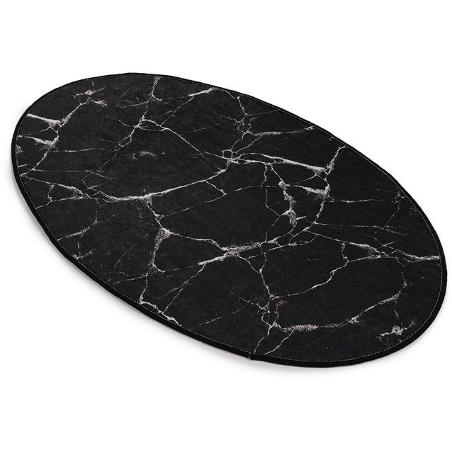 Kylpyhuoneen matto Linento Marble Oval 60x90cm musta