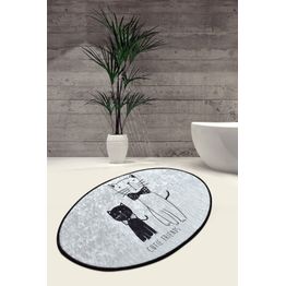 Kynnysmatto Linento Litlle Cats Oval DJT, 60x90cm, valkoinen