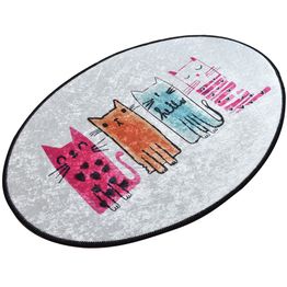 Kynnysmatto Linento Baby Cats Oval DJT, 60x90cm, monivärinen