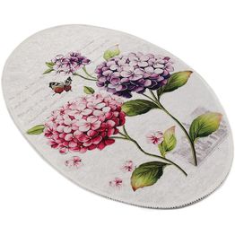 Kylpyhuoneen matto Linento Ortanca 60x90cm pinkki/violetti