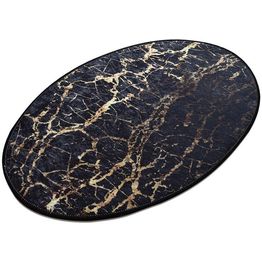 Kynnysmatto Linento Goldes Oval DJT, 60x90cm, musta/kulta