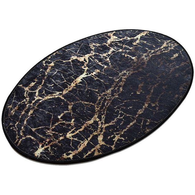 Kynnysmatto Linento Goldes Oval DJT, 60x90cm, musta/kulta