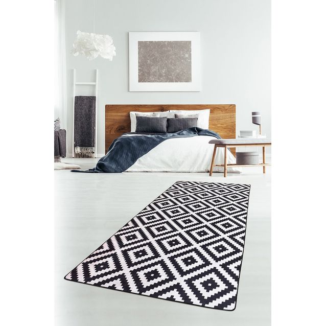 Käytävämatto Linento Black White 2, 80x200cm, mustavalkoinen