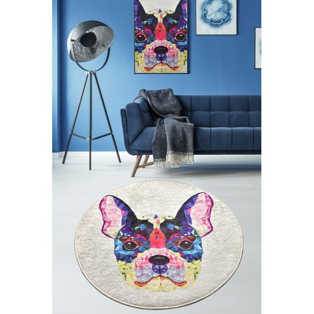 Pyöreä matto Linento Cane Djt, ø140cm, monivärinen