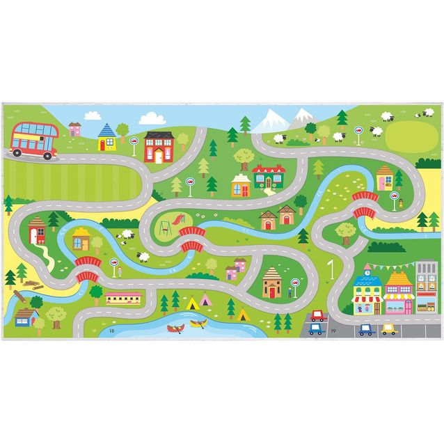 Liikennematto Linento Kids-39, 120x180cm, vihreä