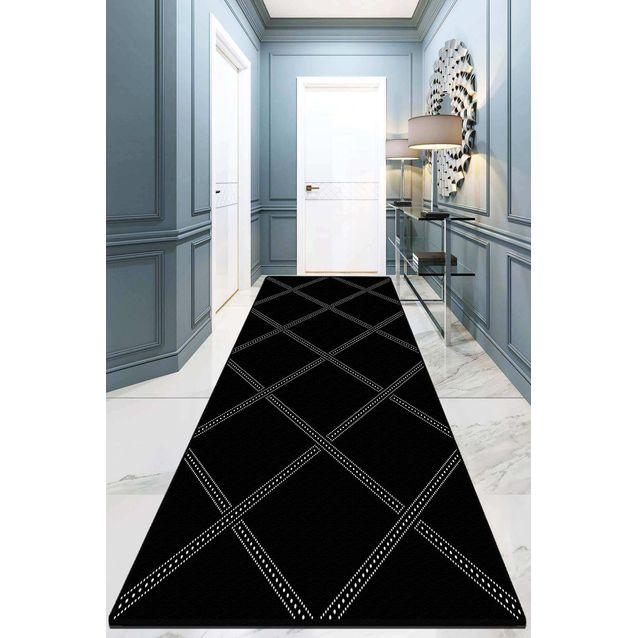 Käytävämatto Linento Dotted Line Djt, mustavalkoinen, eri kokoja