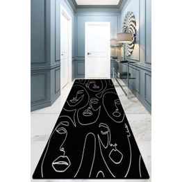 Käytävämatto Linento Composition Djt, mustavalkoinen, eri kokoja