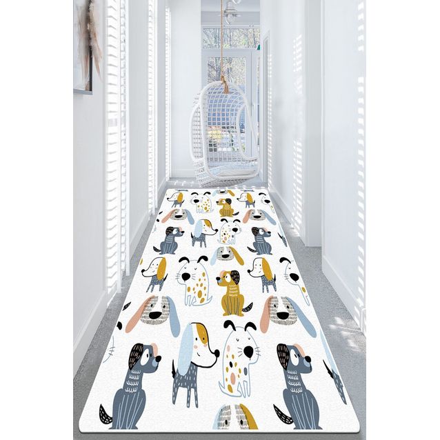 Lastenhuoneen matto Linento Breeds Dog Djt, valkoinen/harmaa/ruskea, eri kokoja