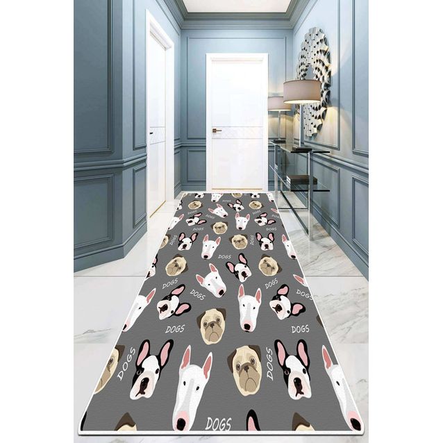 Käytävämatto Linento Chiens Grey Djt, harmaa, eri kokoja
