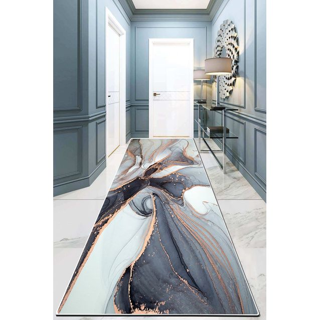 Käytävämatto Linento Colore Misto Dot Base, sininen/kulta, eri kokoja