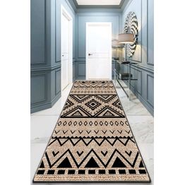 Käytävämatto Linento Tent Djt, 80x300cm, ruskea/musta