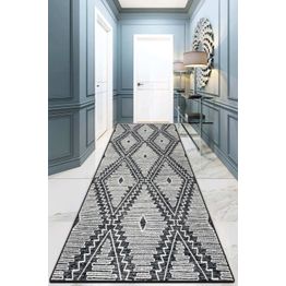 Käytävämatto Linento Twin Triangles Djt, 80x200cm, mustavalkoinen