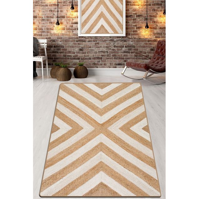 Käytävämatto Linento Intersection, 80x120cm, ruskea/valkoinen