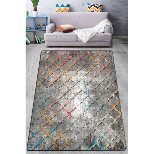 Käytävämatto Linento Cuadra, 80x150cm, harmaa/monivärinen