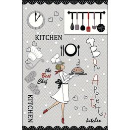 Kynnysmatto Linento Wookece256, 50x80cm, mustavalkoinen