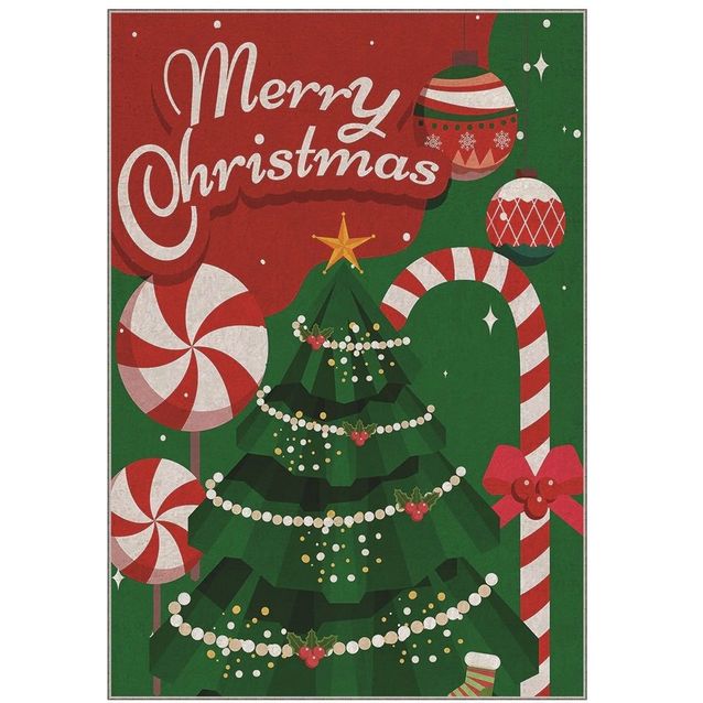 Joulumatto Linento Polkkakarkki 160x230cm vihreä