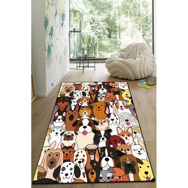 Lastenhuoneen matto Linento Dogs, 80x150cm, monivärinen