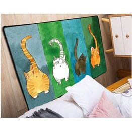 Käytävämatto Linento Gatto Carino 80x150cm vihreä/oranssi