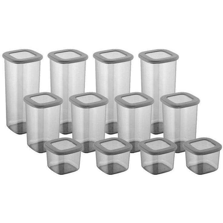 Kannellinen kuivaelintarvikepurkki (24 osaa) Linento Kapsla, antrasiitti