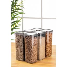 Kannellinen kuivaelintarvikepurkki (6 osaa) Linento Modura, antrasiitti