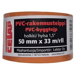 Rakennusteippi PVC, 50mm x 33m, oranssi