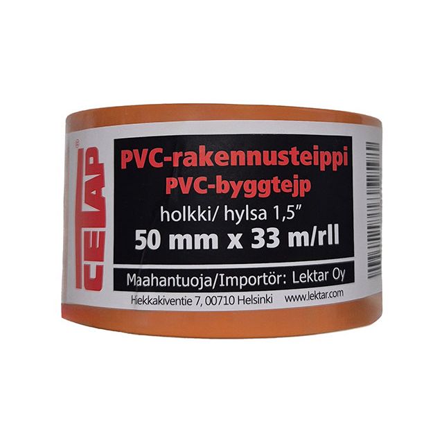 Rakennusteippi PVC, 50mm x 33m, oranssi