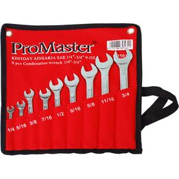Kiintolenkkiavainsarja ProMaster SAE 1/4"-3/4" 9-os.