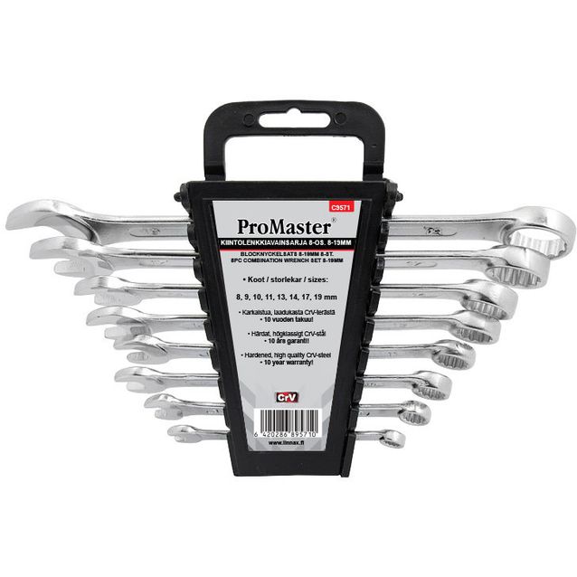 Kiintolenkkiavainsarja ProMaster 8-19 mm 8-os.