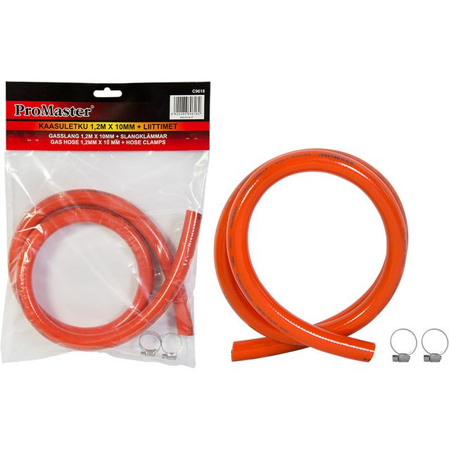 Nestekaasuletku ProMaster 10 mm 1,2 m + liittimet EN 16436
