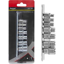 E-Torx-hylsysarja Amrox 1/4" ja 3/8" 7-os.