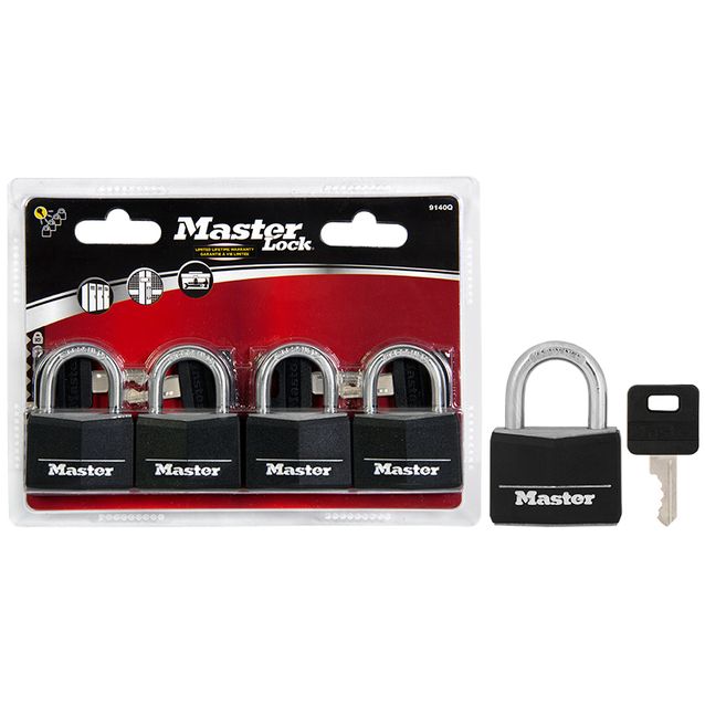 Riippulukko MasterLock 40x21 mm vinyyli 4 kpl/pkt