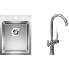 Keittiöallas Lapetek Luna-X 340-IFA 505x390mm rst + keittiöhana Lapetek Round-A, APK-venttiili, kromi