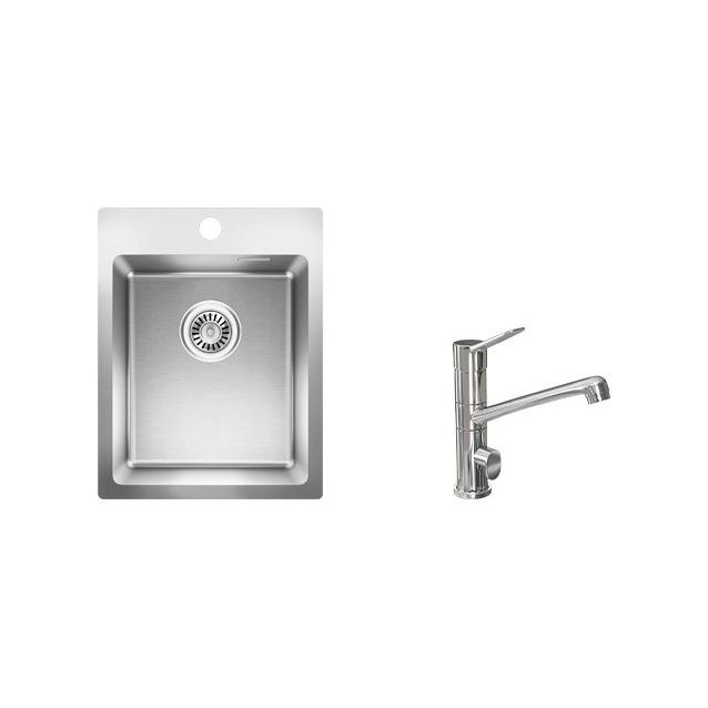 Keittiöallas Blanco Luna-X 340-IFA 505x505mm rst + keittiöhana Lapetek Lina-A kromi